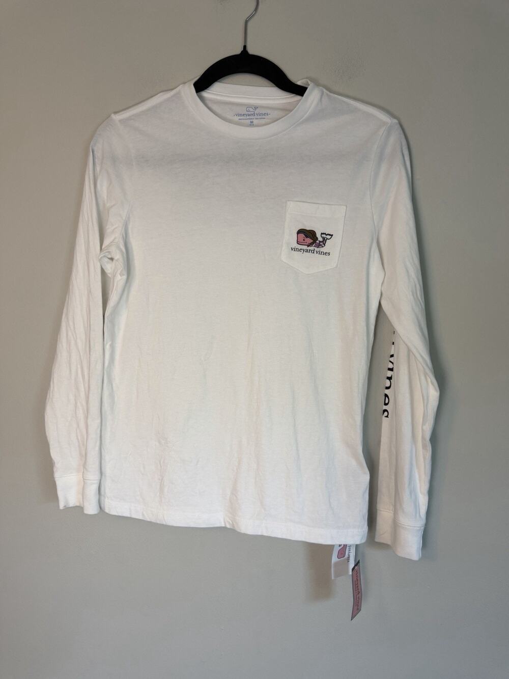 Vineyard Vines Girls Sz M Whale Football Long Sleeve White Tee NWT